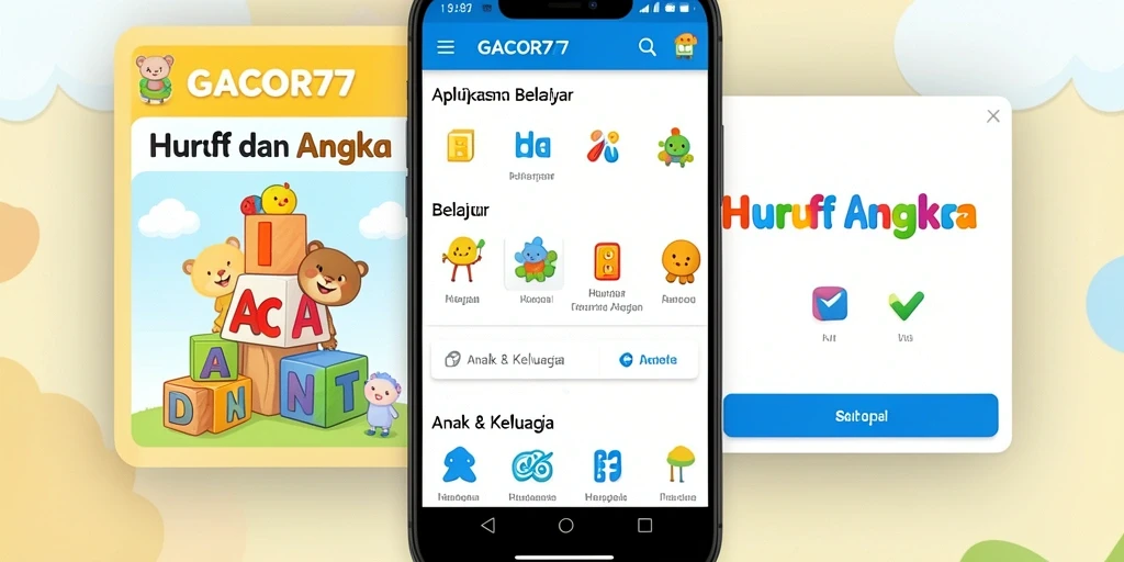 Tampilan antarmuka aplikasi GACOR77 untuk belajar huruf dan angka.