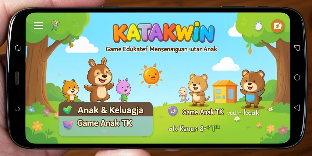 Antarmuka menarik dengan berbagai permainan edukatif untuk anak-anak.