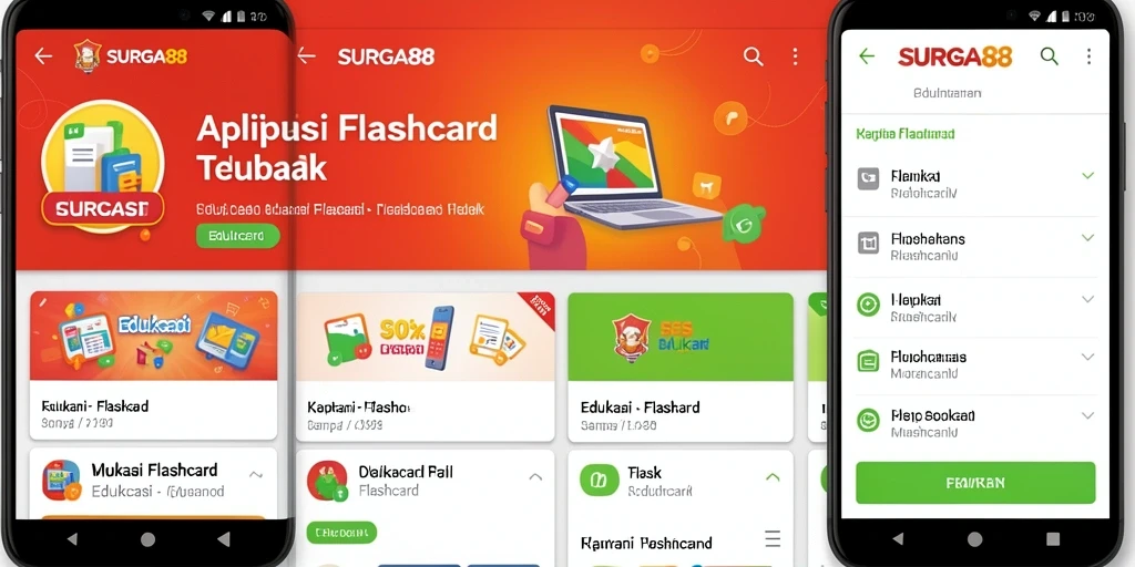 Tampilan antarmuka aplikasi Flashcard SURGA88 yang menarik dan user-friendly.