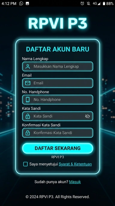 Tampilan halaman daftar rpvip3
